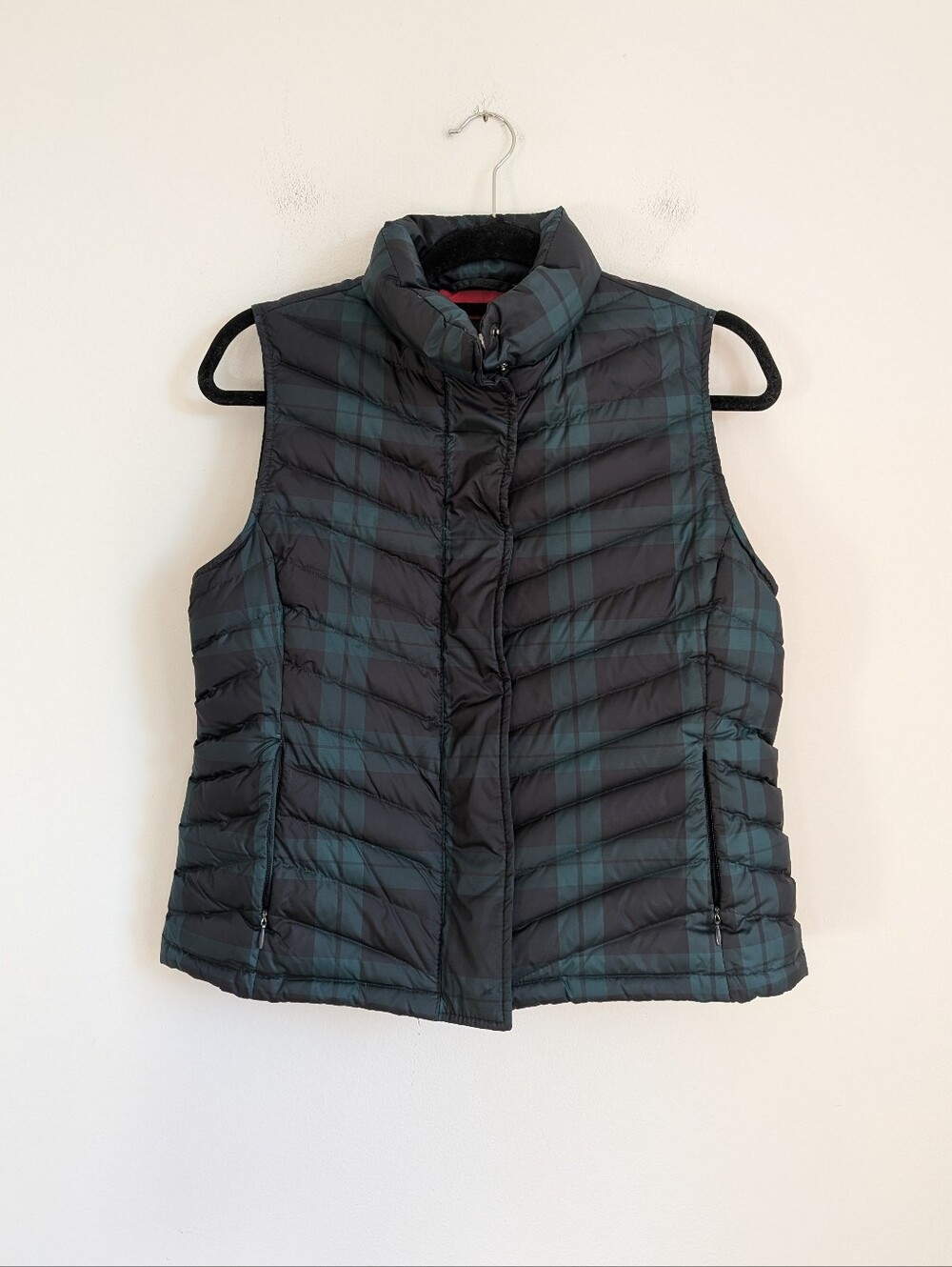 Talbots Green Tartan Plaid Down Puffer Vest MP Fall Holiday